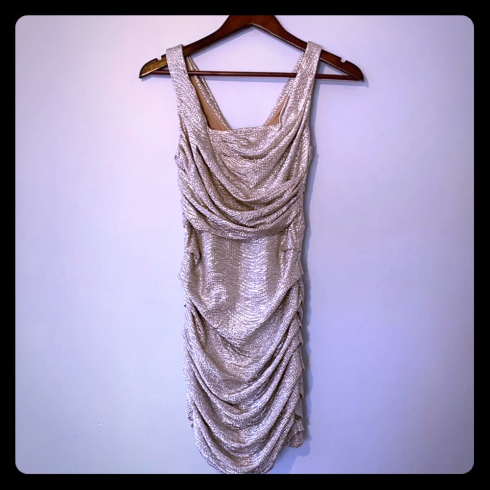 Shimmering Golden Ruched Dress